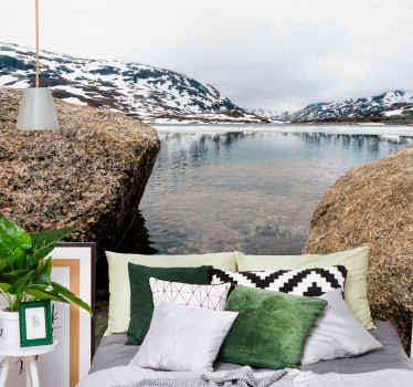 Norjan joet ja vuori järvi valokuvatapetti - Tenstickers