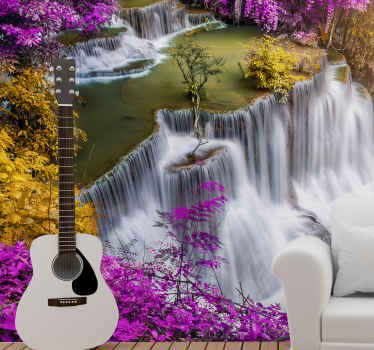Mystic pink Waterfall Wall Mural - TenStickers