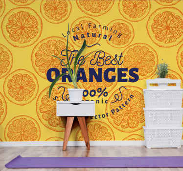 オレンジ色の手描きパターンフレーズ壁画 - TENSTICKERS