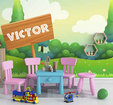 Mural infantil paisaje verde lúdico - TenVinilo
