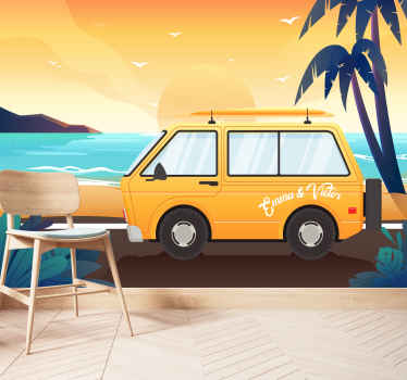 τροχόσπιτο δίπλα στη θάλασσα τοιχογραφία - TenStickers