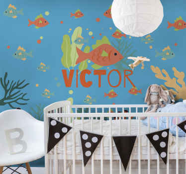 Tapisserie pour chambre bébé aventure océanique poissonneuse - TenStickers