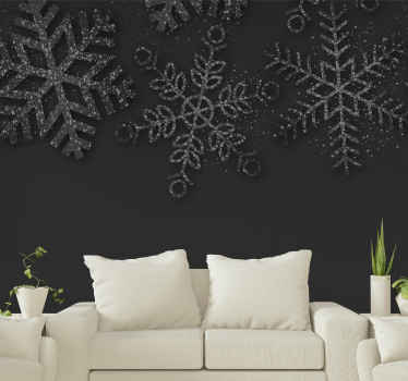 Snowflakes in Winter christmas wall mural - TenStickers