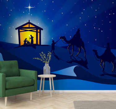 Nativity Scene Silhouette christmas wall mural - TenStickers
