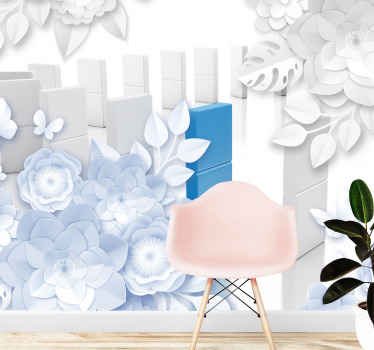 Flowers with domino effect 3D wall mural - TenStickers