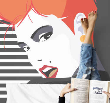 Gizemli kadın yüzü kentsel sanat duvar resmi - TenStickers