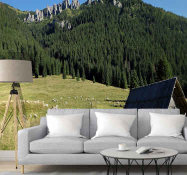 Fototapete Landschaft bergige grüne szene - TenStickers
