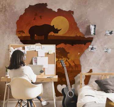 South Africa map with heart wall mural - TenStickers