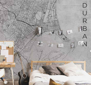 Durban city map wall mural - TenStickers