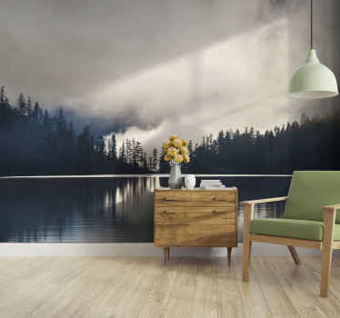 Trees and reflections on water lake wall mural - TenStickers