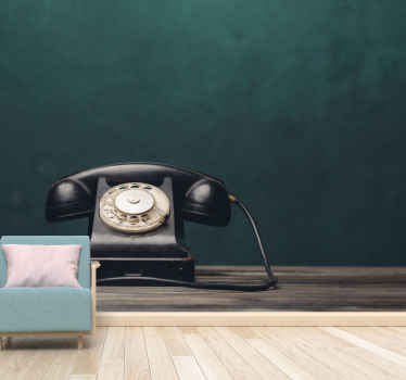 Antyczny telefon fototapeta w stylu vintage - TenStickers