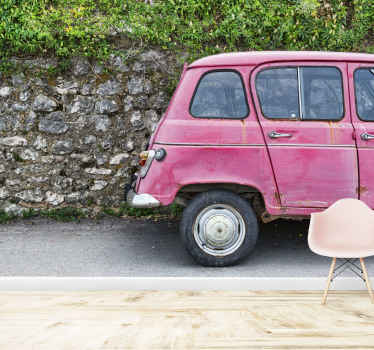Vintage Pink Car wall mural vehicle - TenStickers