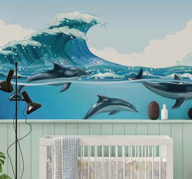 Fototapete Tiere Delfine schwimmen - TenStickers