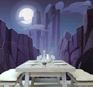 Mountain river in canyon at night wall mural - TenStickers