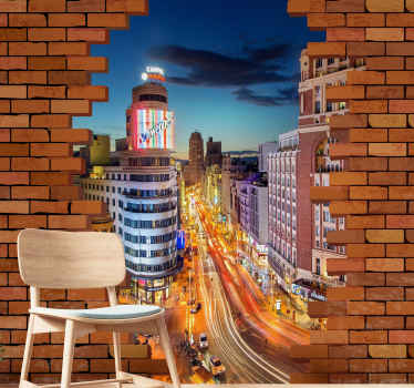 Fotomural madrid mural de pared de ladrillo vistas de madrid - TenVinilo
