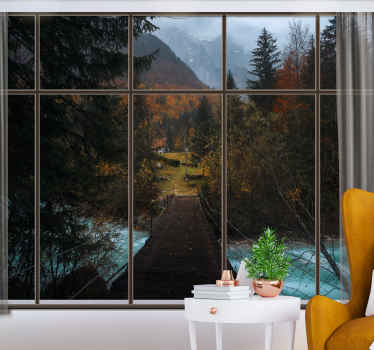 Ablak erdőre néző fa falfestmény - TenStickers