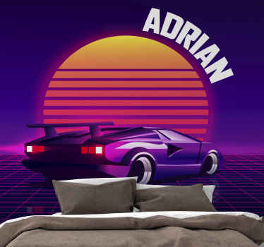 σπορ αυτοκίνητο στην τοιχογραφία του sunfall - TenStickers