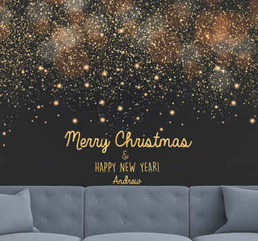 Black and gold sparkles Christmas wall mural - TenStickers