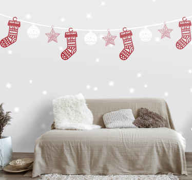 Festive Stockings Garlands christmas wall mural - TenStickers