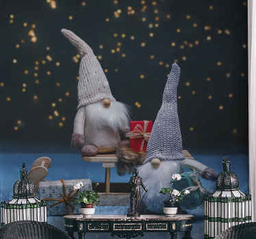 Elfai ant sniego kalėdinės sieninės tapetos - „Tenstickers“