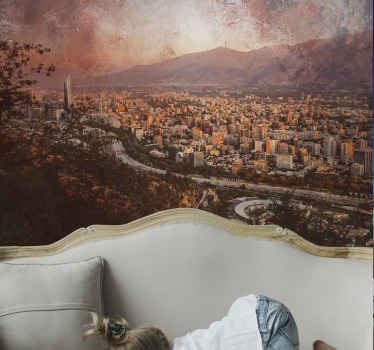 Fotomural ciudad Ciudad de santiago en la puesta del sol - TenVinilo