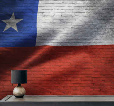 Fotomural ciudad Bandera de chile textura ladrillo - TenVinilo