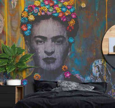 Kahlo boho art girl Urban Art Wall Mural - TenStickers