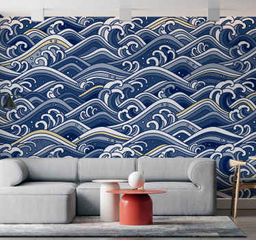 Fotomural arte clásico Contraste de onda tradicional - TenVinilo