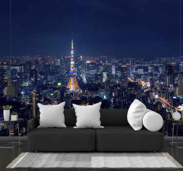 夜の壁画で東京のスカイライン - TENSTICKERS