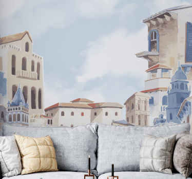 εξωτερική τοιχογραφία μεσογειακής πόλης - TenStickers