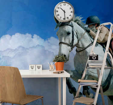 horse jumping from the cloud wall mural - TenStickers