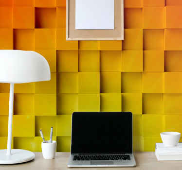 orange geometric mozaic 3d 3D Wall Mural - TenStickers