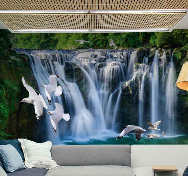 3D with waterfall Waterfall Wall Mural - TenStickers