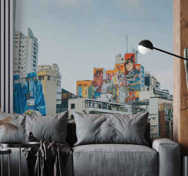 Mural de parede de arte urbana pintura mural vibrante urbana - TenStickers