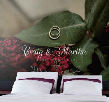 Mural de amor anillos de boda eternos - TenVinilo