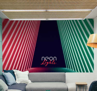 Fotomural 3D Escenario de luz de neón verde rojo - TenVinilo