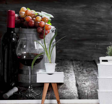 Wooden barrel with wine bottle 3D Wall Mural - TenStickers
