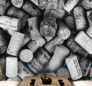 Fotomural 3D Corchos de vino b & w - TenVinilo