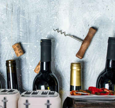Vinflasker med kork køkken fototapet - TenStickers