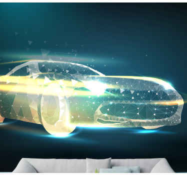 μεταλλική και μονόχρωμη τοιχογραφία αυτοκινήτου - TenStickers