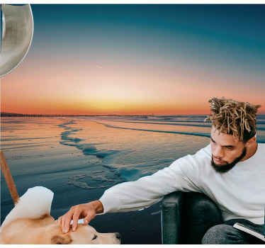 Fototapeta natura fale oceanu o zachodzie słońca - TenStickers