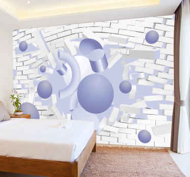 Wall photo Balloon breaking the wall 3D Sticker - TenStickers