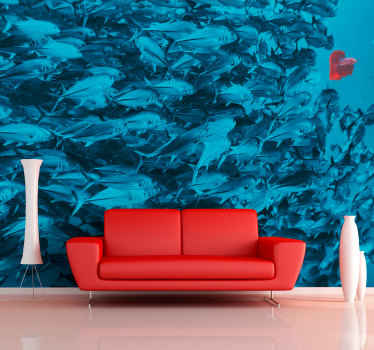 Naklejka na ścianę 3d ściana zdjęcie ryby w oceanie - TenStickers