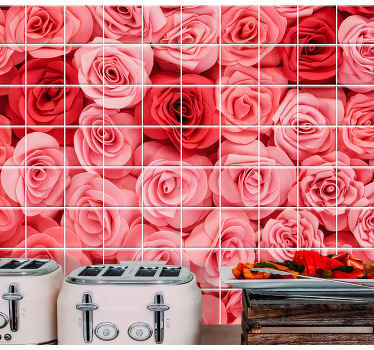 Fotomural texturas Azulejo floral rojo - TenVinilo