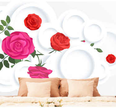 Fotomural 3D Círculos blancos y rosas efecto 3d - TenVinilo