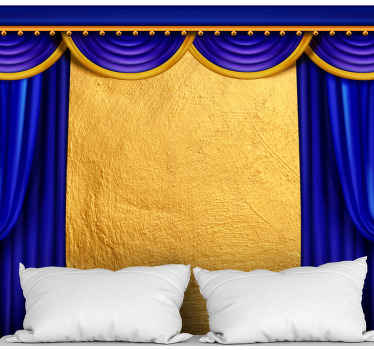 Fotomural 3D Cortinas de cama con fondo dorado - TenVinilo