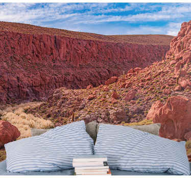 Rdeča puščavska pokrajina Fototapeta z gorami - TenStickers