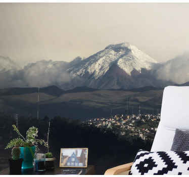 Besneeuwde bergzicht fotobehang bergen - TenStickers