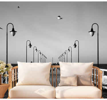 Deniz kenarı iskele yürüyüşü şehir ve ülke duvar resim - TenStickers