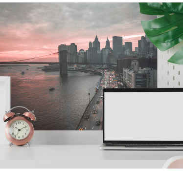 New york s jasnými mraky fototapeta - TenStickers